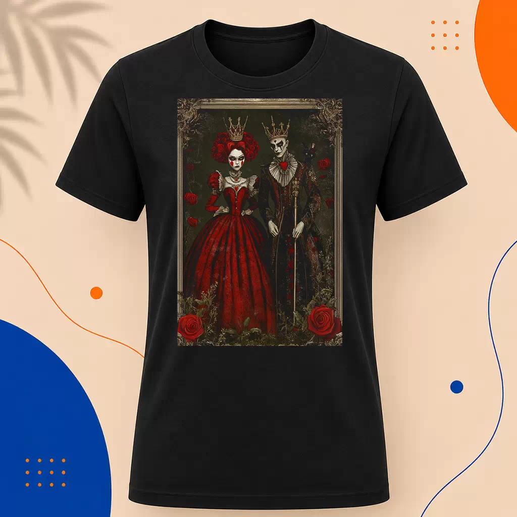 Pánské tričko - Král a královna srdcí – The King & Queen of Hearts